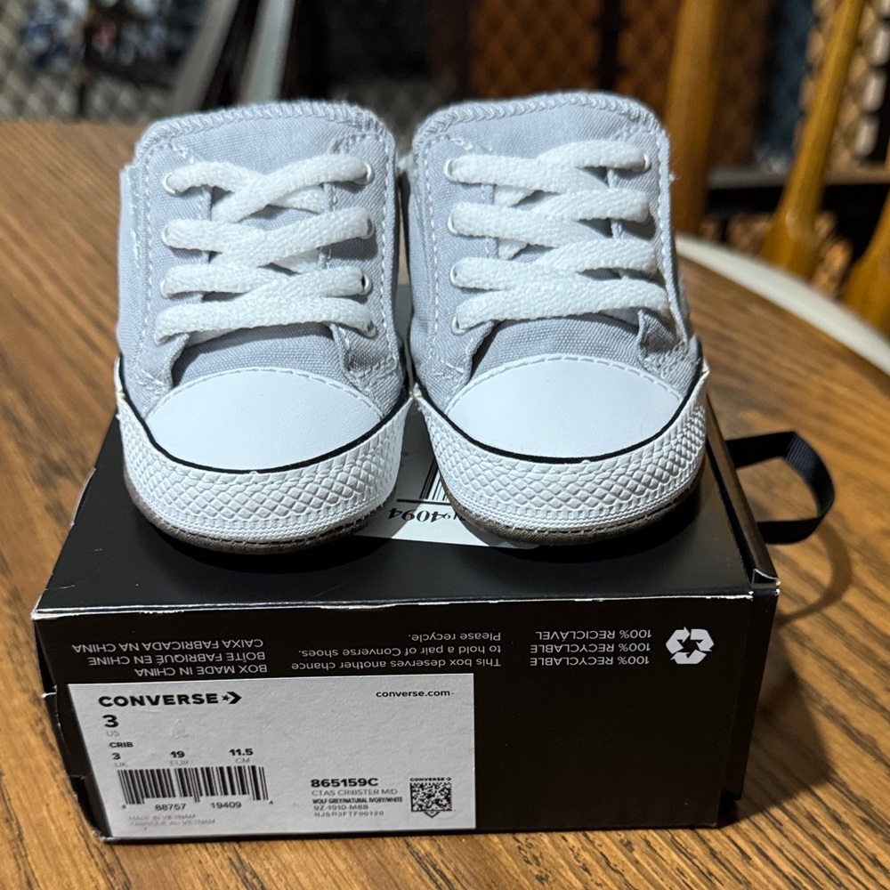 Converse- Baby Size 3 Crib Shoes, Like New.